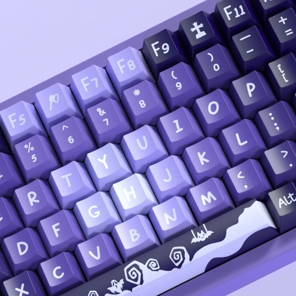112/138/158Keys Purple Gradient Customized PBT Thermal Sublimation Mechanical Keyboard Cap Halloween Theme Anime Cartoon Keycap
