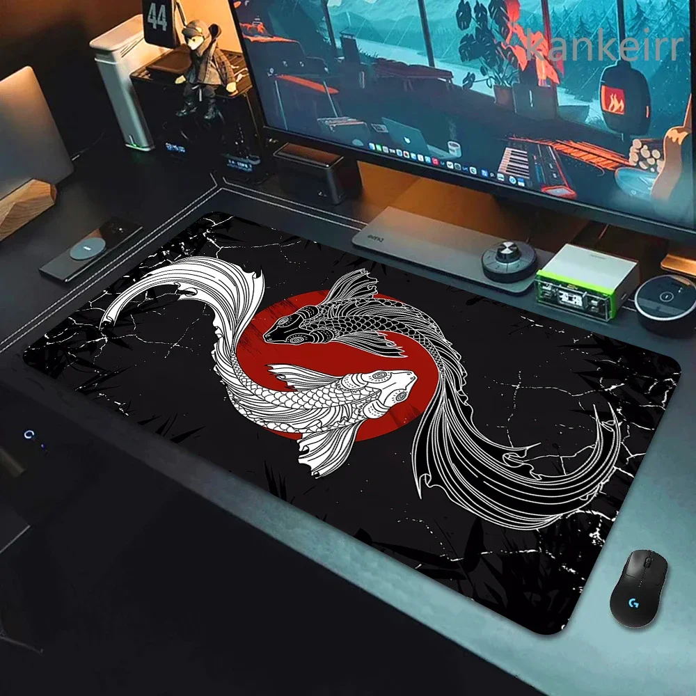 Gaming Mouse Pads Koi Taichi Neutral Table Mats Computer Mousepad Company Big Deskmat 90x40 Large Gamer Mousepads Fish Mouse Mat