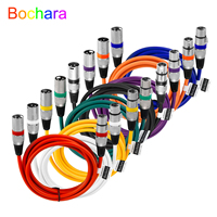 Bochara Coloured XLR Cable Male to Female 3Pin OFC Audio Cable Dual Shielded For Microphone Mixer Amplifier 1m 2m 3m 5m 10m