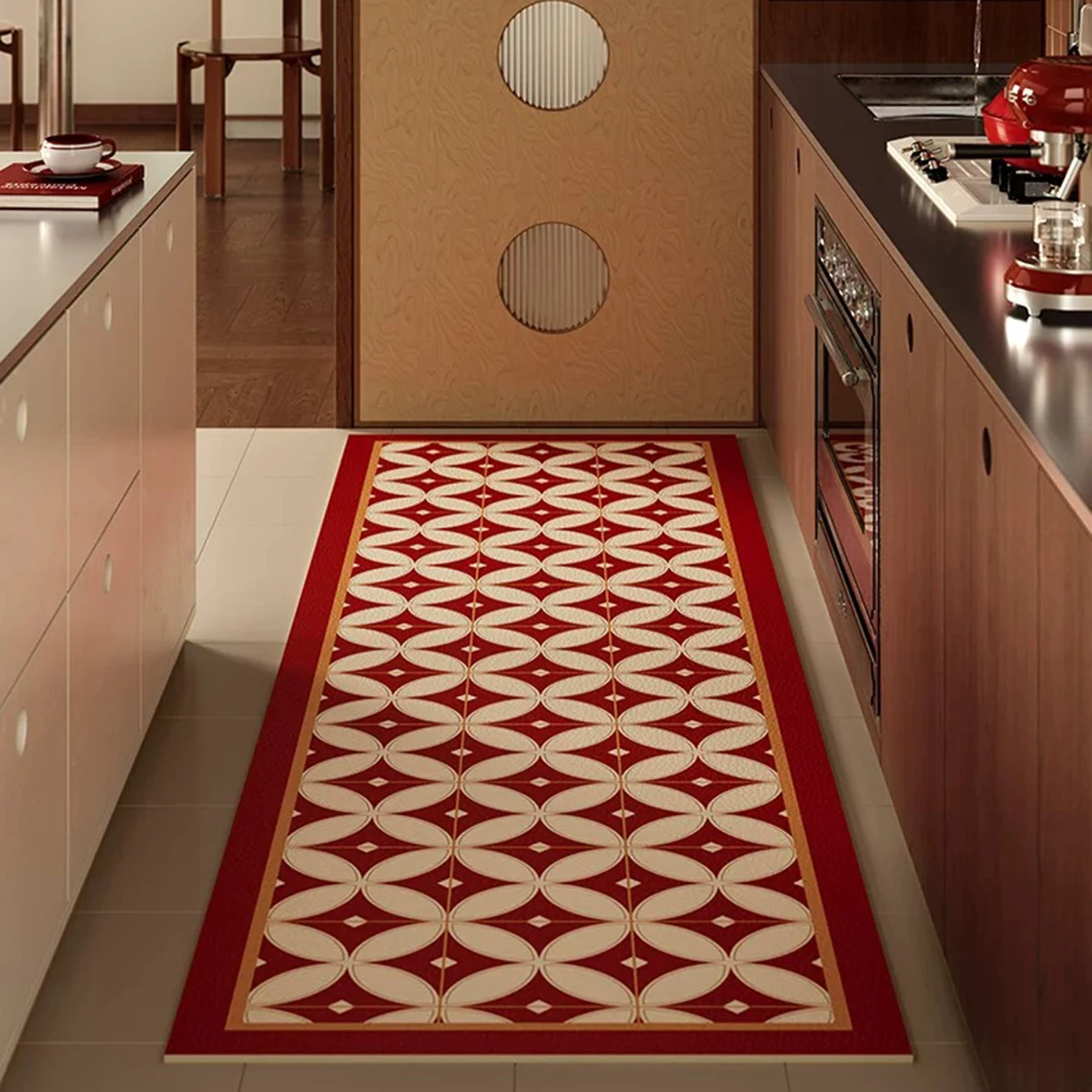 

Kitchen Floor Mats Vintage Geometric Pattern Long Strip Runner Rugs Anti-slip Carpet Oil-proof Waterproof Mat Home Decoration 러그