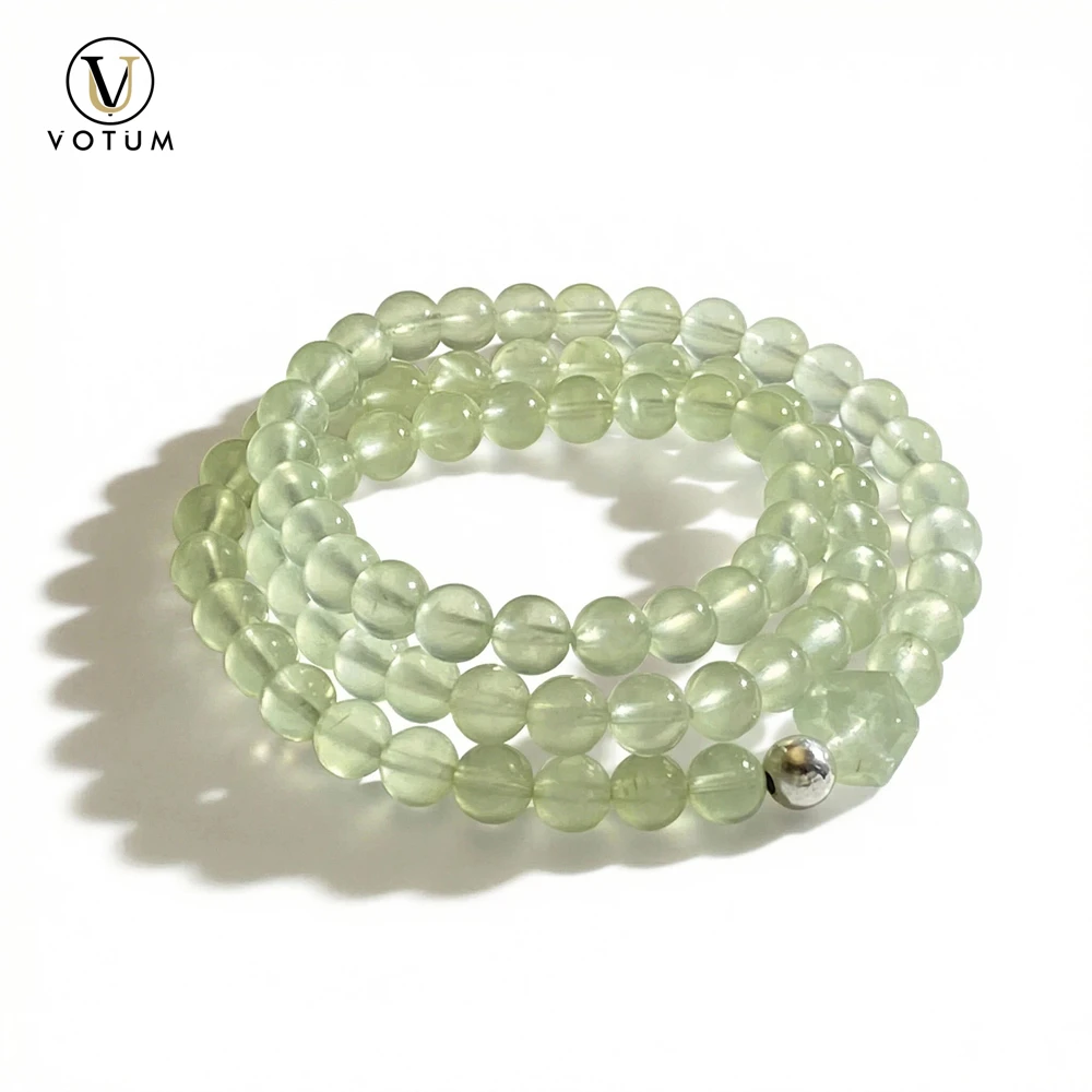 

Votum Natural Prehnite Beaded Bracelet for Women Lady Green Gemstone Bracelets Heart Chakra Healing Custom Beads Jewelry