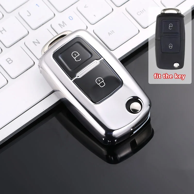 2 Button Car Key Case Cover Shell Fob for VW Volkswagen MK4 Bora Golf 4 5 6 Jetta Passat Polo Bora Touran Skoda Seat Accessories