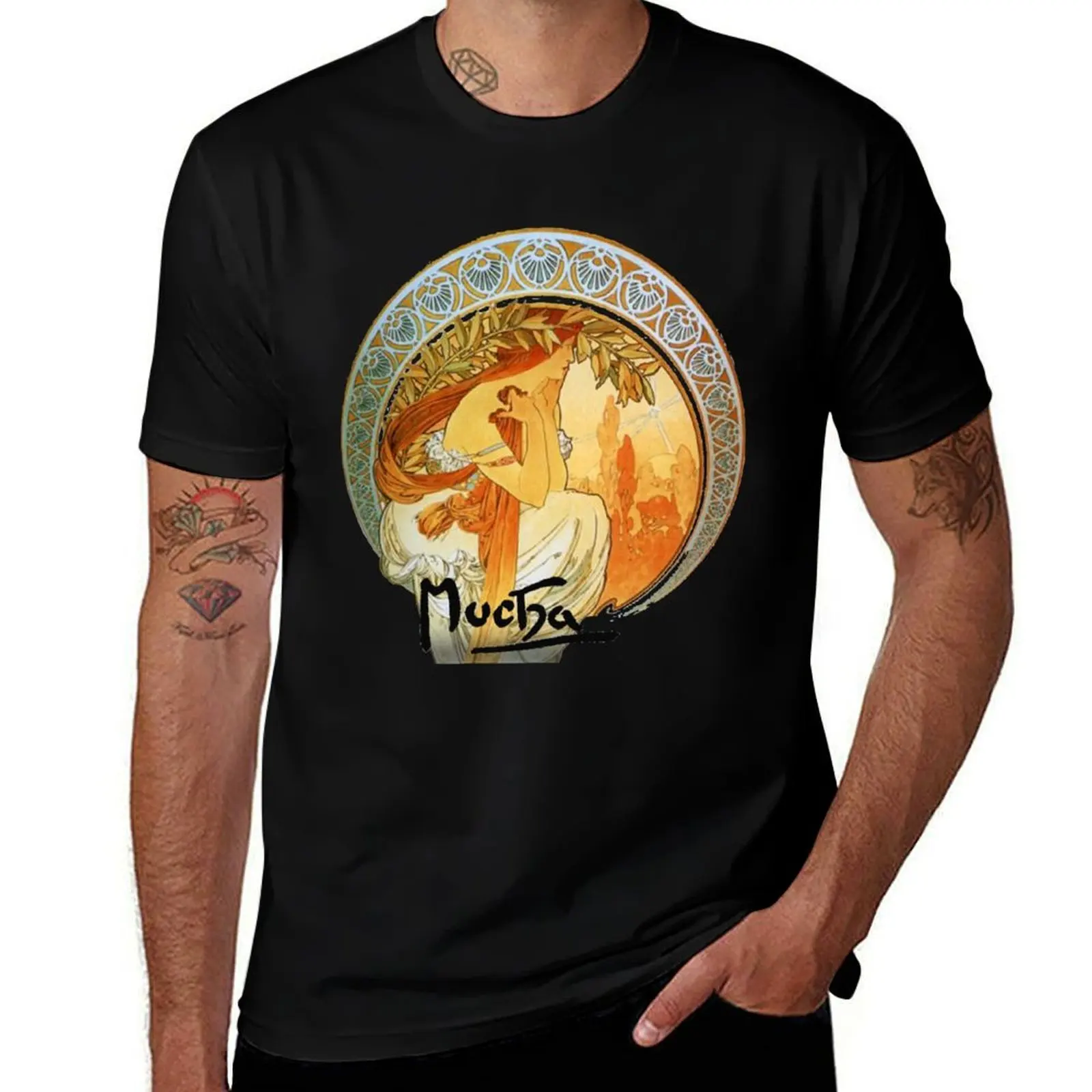 Mucha – Poetry T-Shirt Classic Basic Casual T-Shirt