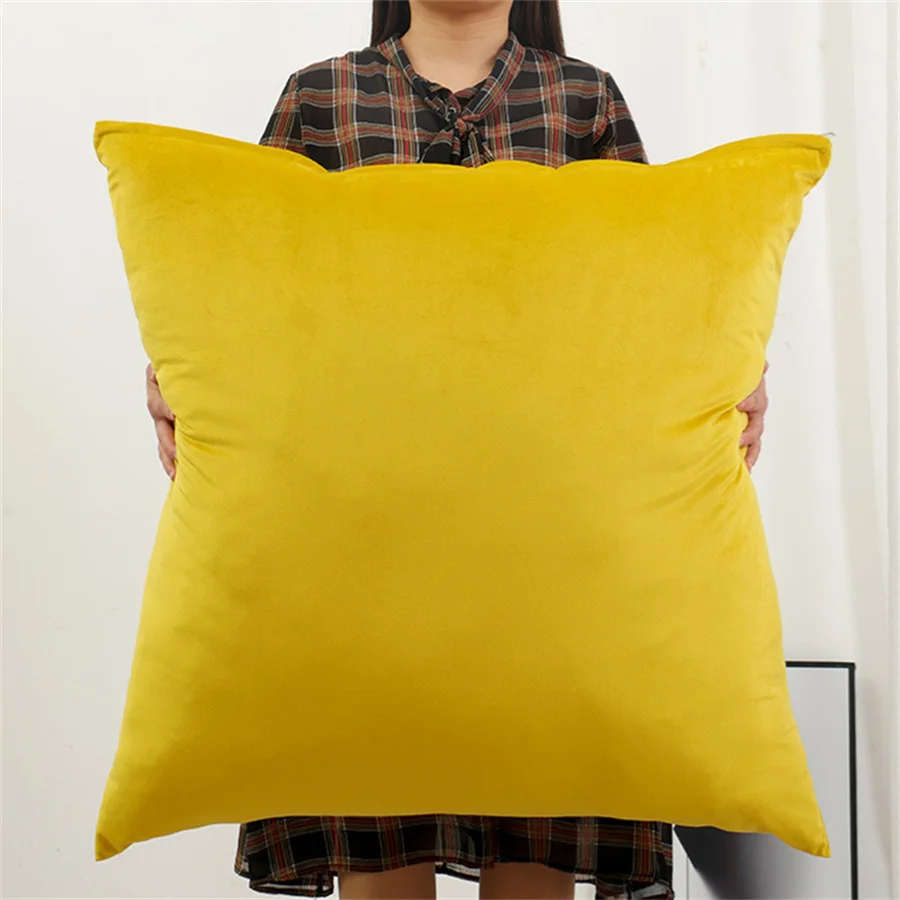 Soft Velvet Large Square Pillow Cover Sofa Cushion Living Room Back Bedside Cushions Case Protector Solid Color 80x80CM