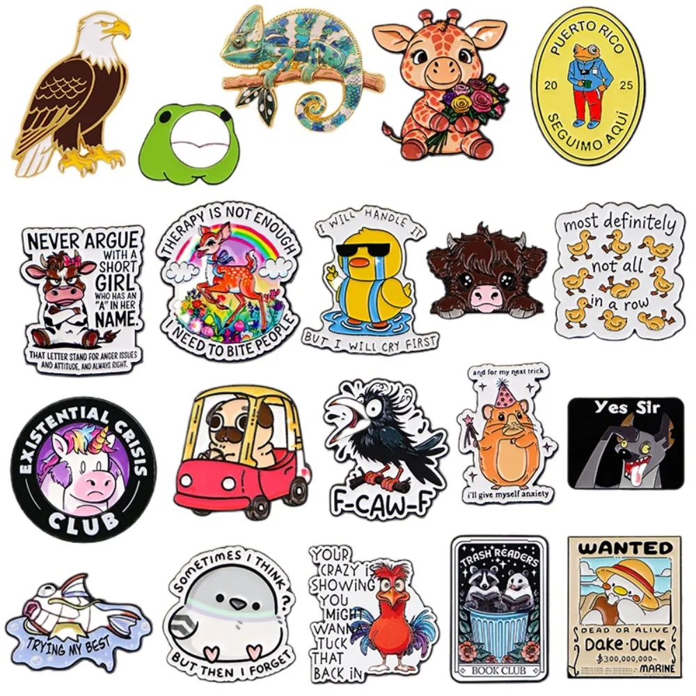 Cute Cartoon Animal Enamel Pin Quote Metal Brooch Pins DIY Decor Badge for Backpack Clothing Hat Handmade Jewelry Accessory