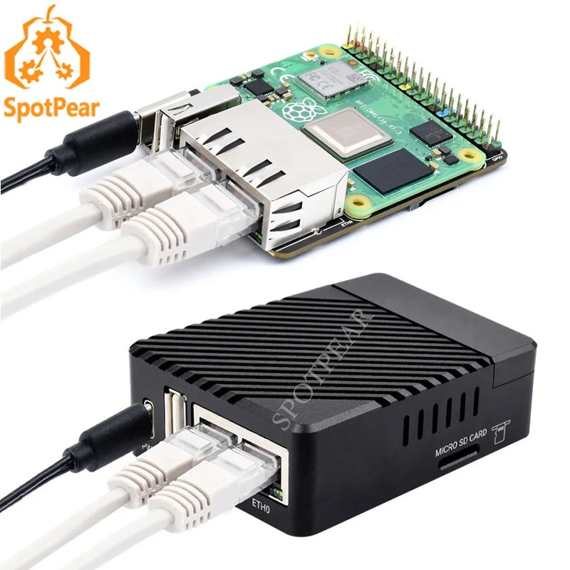 Raspberry Pi Compute Module 4 CM4 IO Board Dual Gigabit Ethernet Mini Router Board Metal case