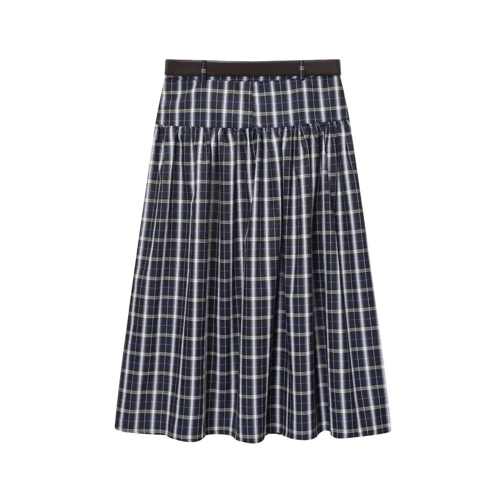 Dave&Di 2026 Spring Ins Fashion Blogger Retro Checked Skirts With Belt Skirt Woman Clothing High Waist Midi Faldas Skirts