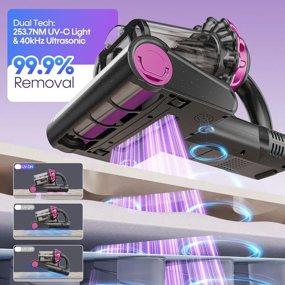 مكنسة كهربائية سمارت بيند 550 وات، 18 كيلو باسكال، UV-C، HEPA، 149 ° F Heat، محمول للأرائك والأرائك