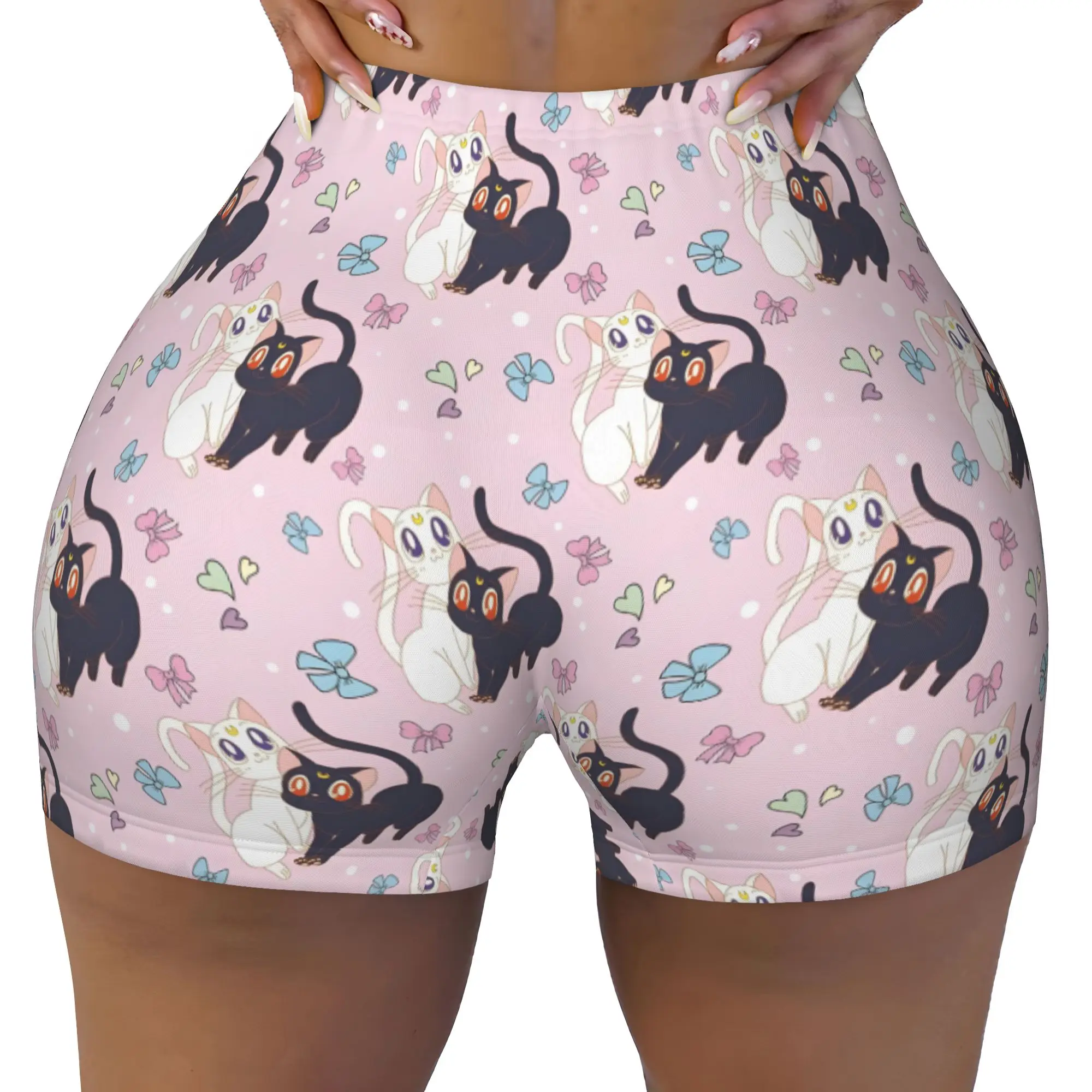 Custom Sailors Manga Moons Workout Biker Running Shorts Women's Usagi Tsukino Anime Gym Yoga Shorts