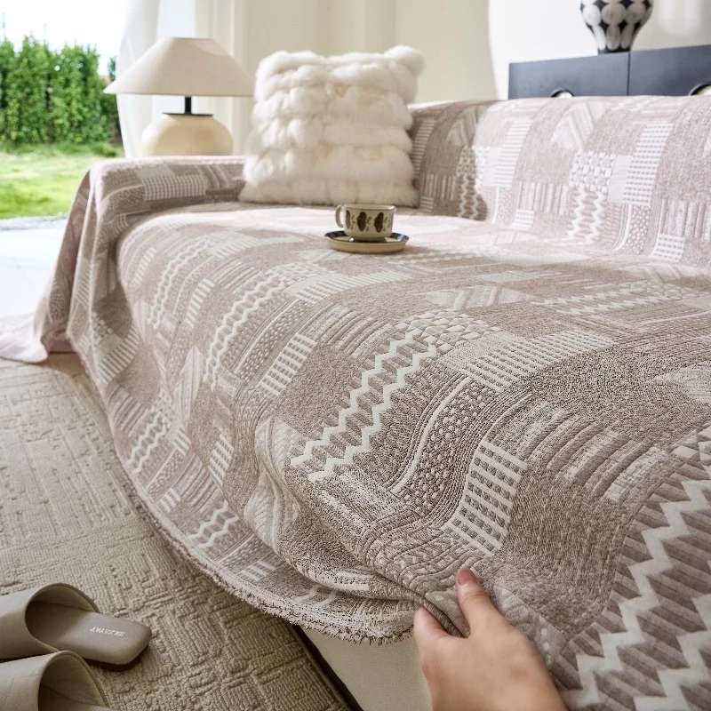 Multifunctional Washed Cotton Sofa Air Blanket Double-Sided Three-Layer Yarn-Dyed Dustproof Sofa Cover Furniture Protector