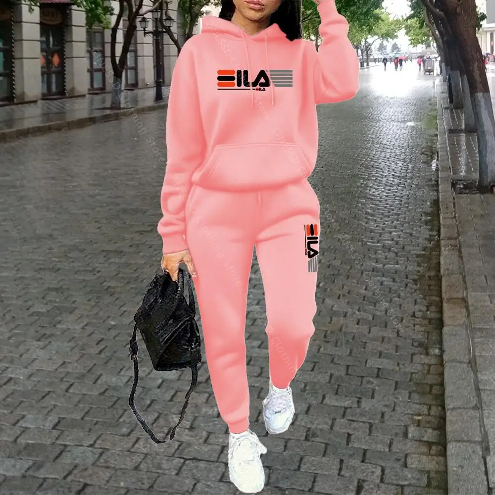 Womens Clothing Autumn Winter Hoodies Pants Fashion High Quality Aesthetic Luxury Brand Designer Streetwear Pants Sets for Women - Image 3