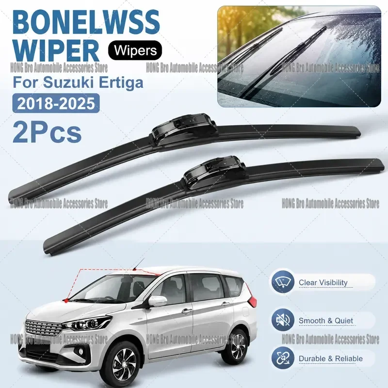 For Suzuki Ertiga NC 2018-2025 Front Windshield Wiper Blades 2pcs Set Car Auto Accessories Windscreen Rubber Replacement
