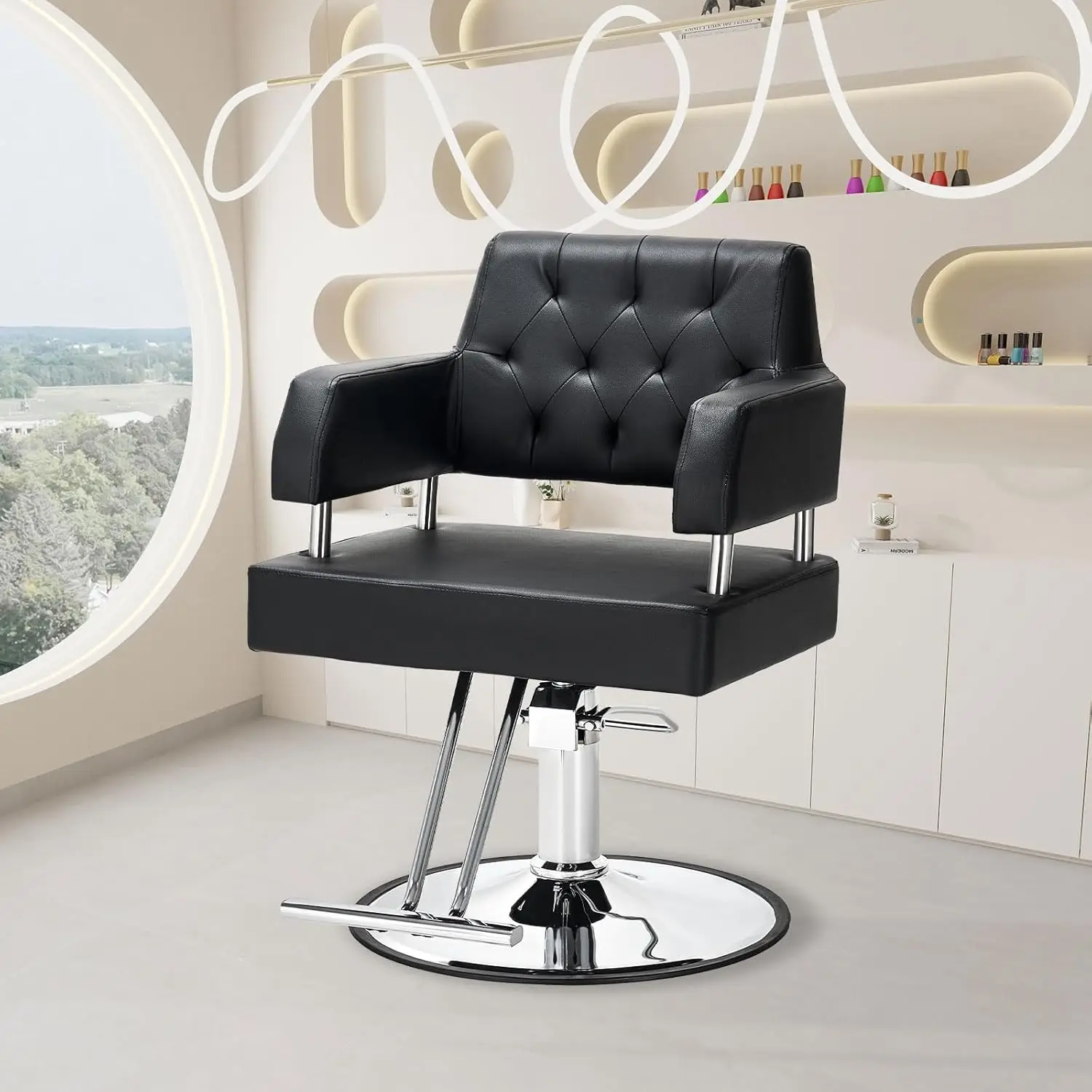 Chaise de barbier pour coiffeur avec pompe hydraulique réglable, chaise de salon de coiffure pour coiffeur, chaise de barbier pour coiffeur, équipement de spa, recommandé à 360