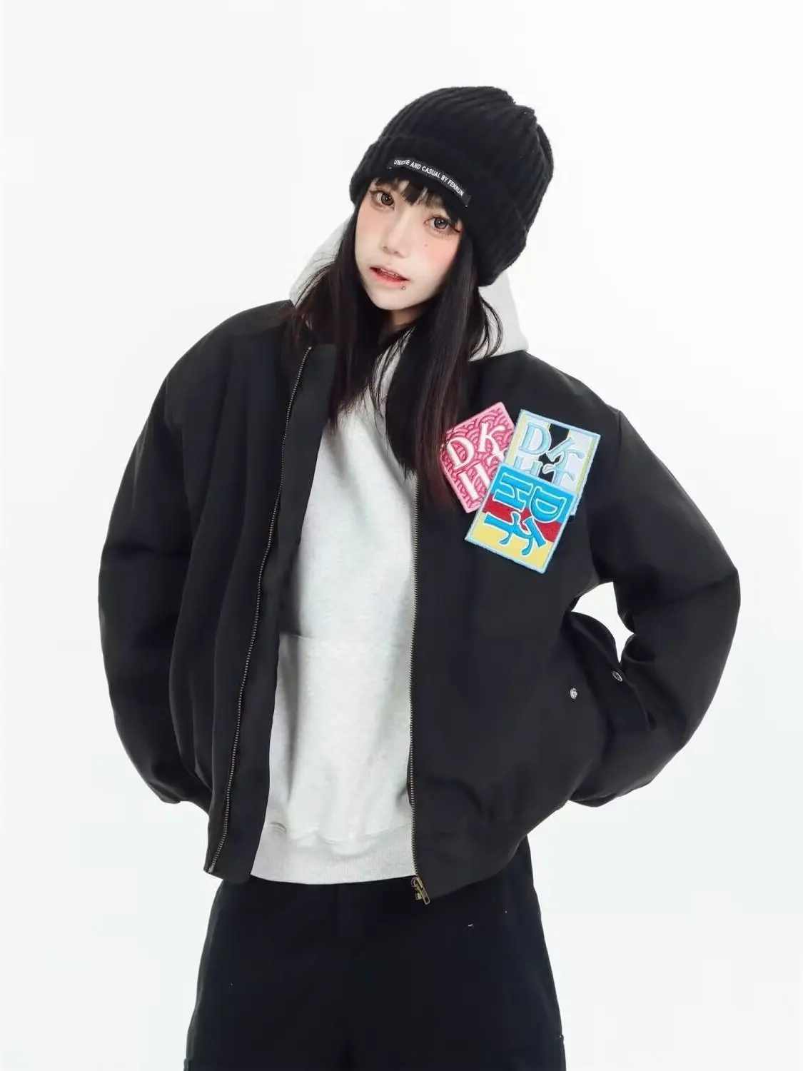 

Американская ветровка на липучках с воротником-стойкой, свободного кроя, весенняя, с хлопковой подкладкой, для молодежи, повседневная одежда