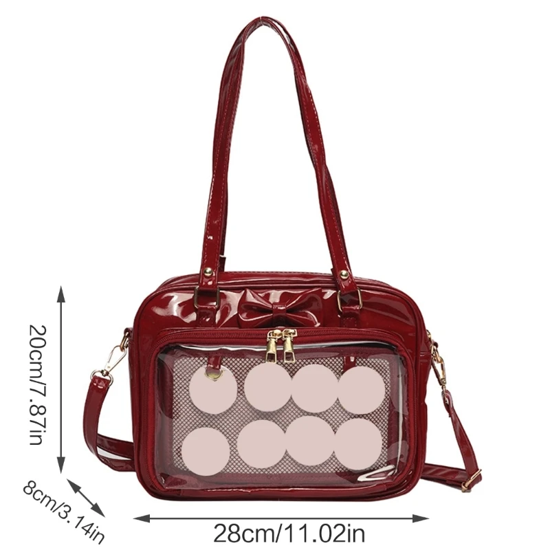 E74B Women Transparent Shoulder Bags All-matching Messenger Bag Cute Crossbody Bag JK Ita Bag Bowknot Handbag Satchels Bag