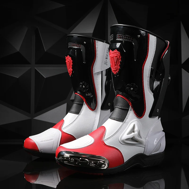 

Professional Motorcycle Boots Men’s Knee-high Gear Shift Motorcycle Protective Boots Microfiber Leather Cycling Boots Size 39-47