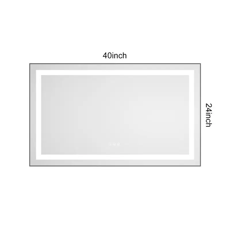 Lustro łazienkowe LED o wymiarach 40x24 cali, lusterko toaletowe do montażu na ścianie z podświetleniem przód/tył, aluminiowa ramka, funkcja zapobiegająca parowaniu, funkcja pamięci, 3