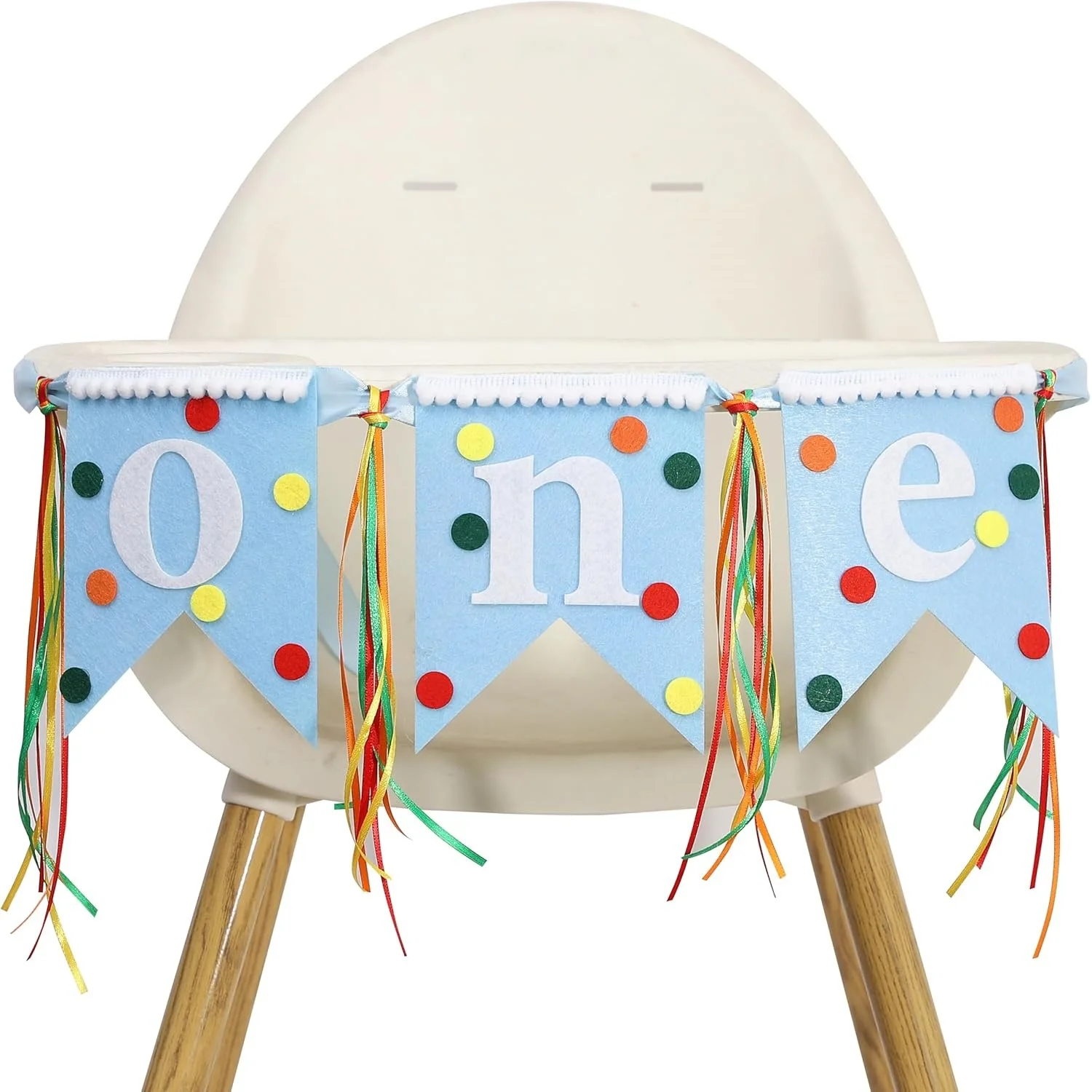 Rainbow Polka Dot High Chair Banner & Hat , One First Birthday Decorations,1st Birthday Hat,Colorful Party Decor Photo Props view 4