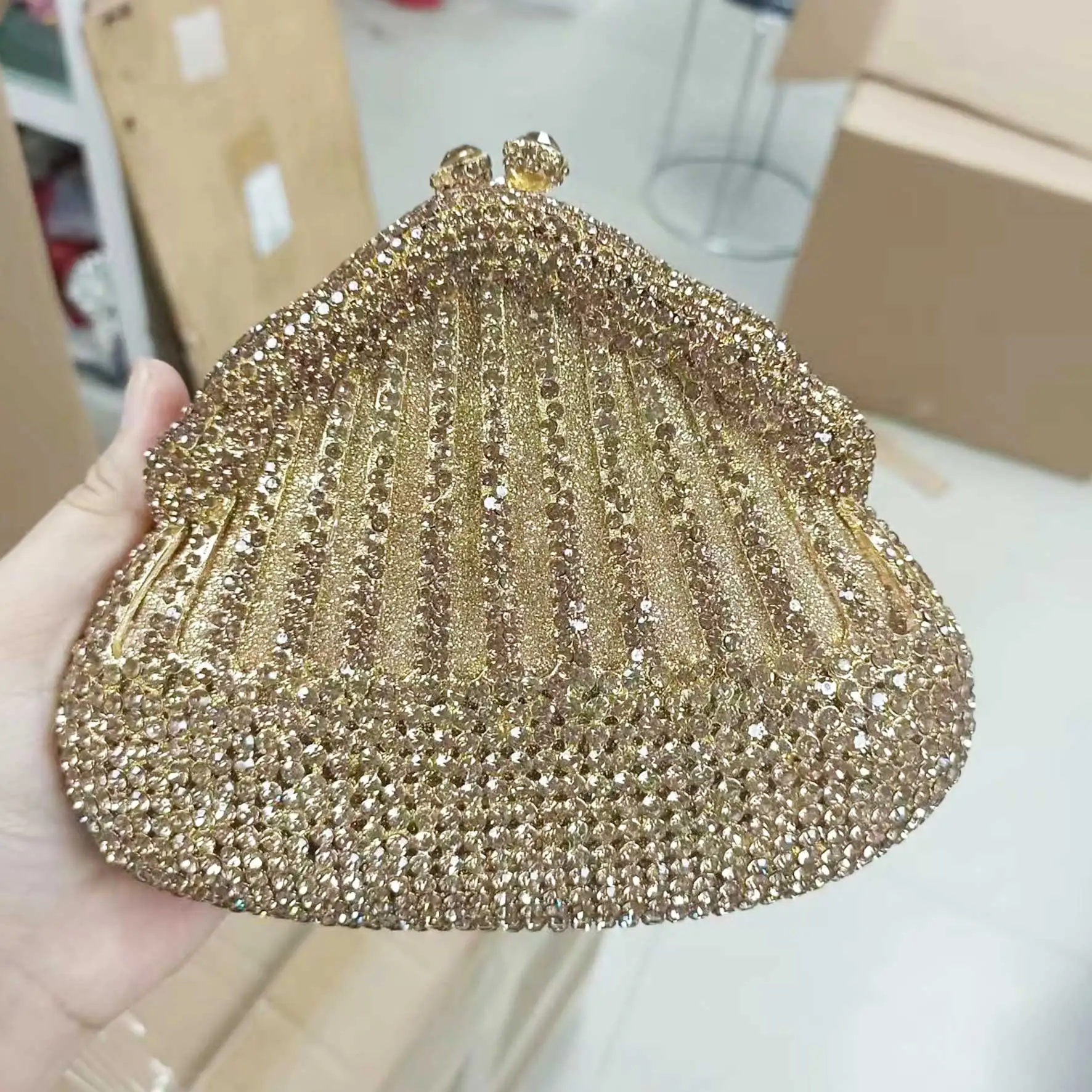 KHNMEET Luxury Purple Crystal Clutch Bags for Women Purse Wedding Bridal Evening Bags Gourd Box Evening Bags sm205