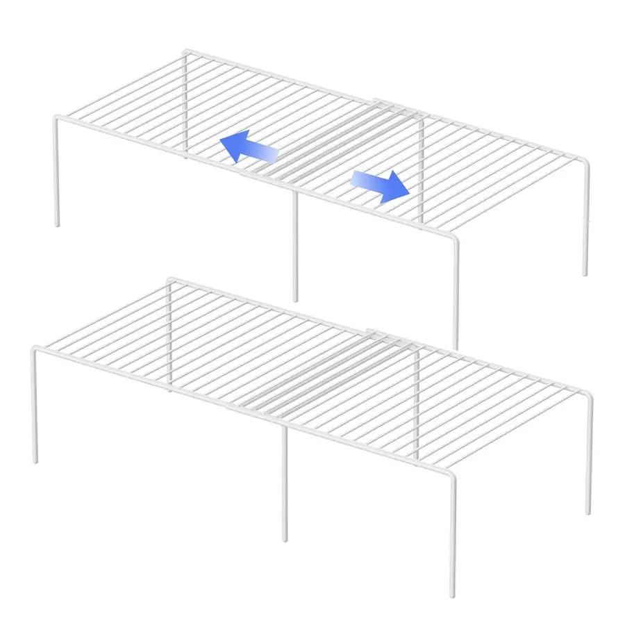 

4Piece Expandable Metal Rustproof Storage Shelf Rack, Kitchen Counter and Cabinet Organizer, Space Saver for Fridge, Bathroom, W