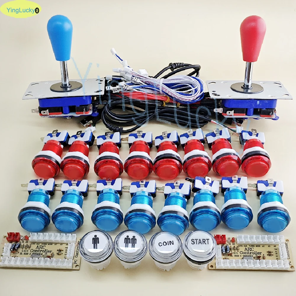DIY Arcade-Set für 2 Spieler mit LED-Drucktasten, amerikanischem Joystick, USB-Encoder-Kabel, Mame Jamma Spielteile für PC und Raspberry Pi – Detail 9