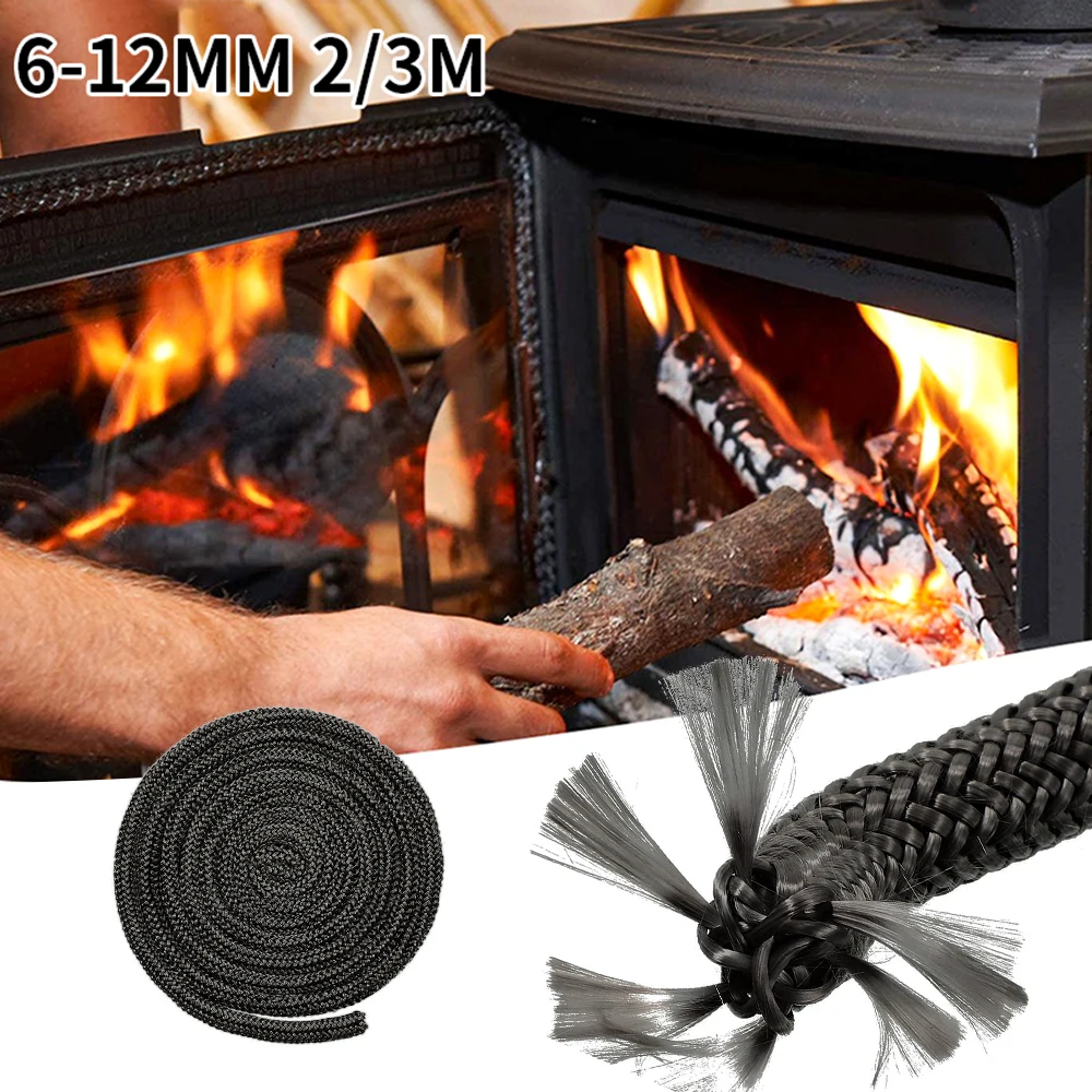 6/8/10/12mm 2M Fireplace Sealing Rope Gasket Cord Wood Burning Stove Door Fiberglass High Temperature Sealing Rope Replacement