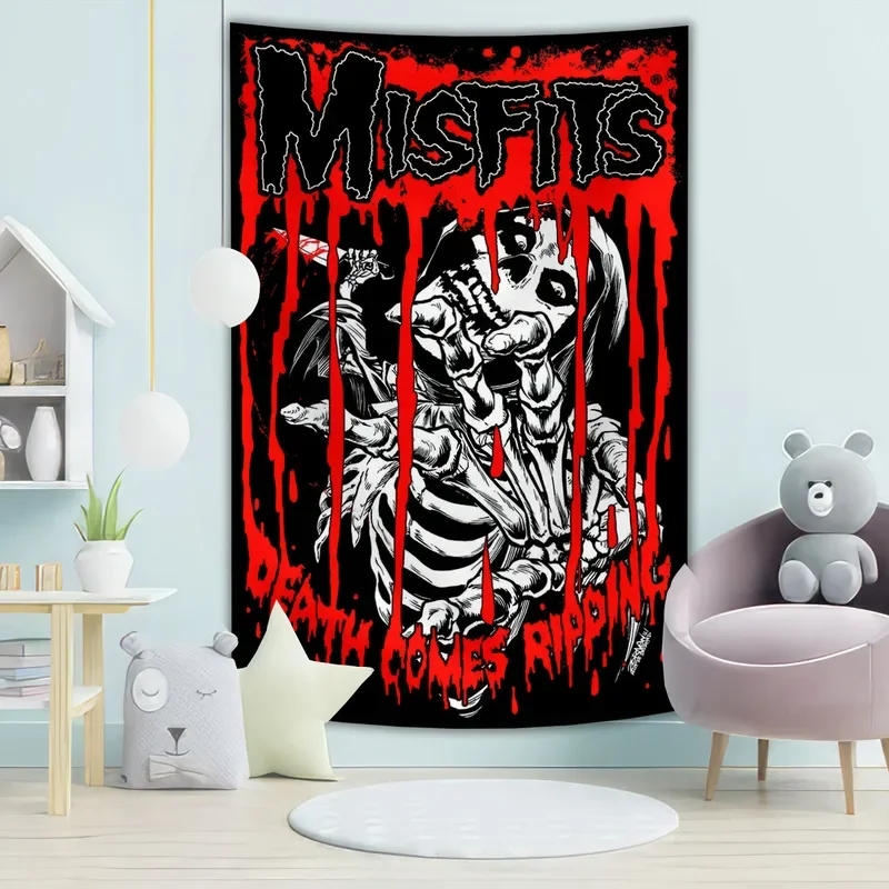 Misfits Rock Band Tapestry Poster Banner Hanging Flags Music Bar Or Bedroom Hall Decor Wall Painting Tapestry # 0@