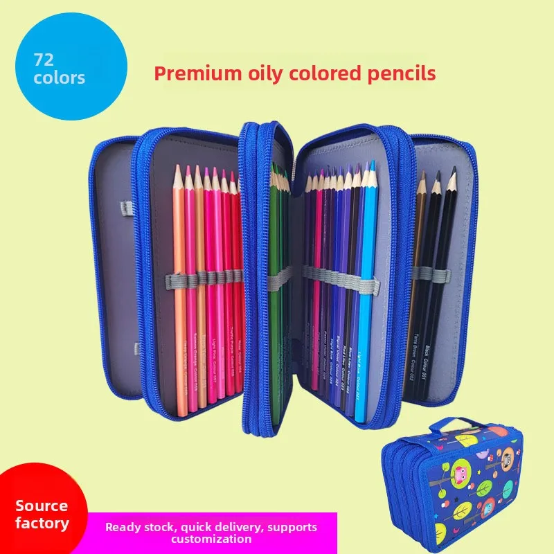 72 Color Water Soluble and Oil Based Colored Pencil Set with Zipper Storage Case and Sharpener for Adult Coloring Drawing