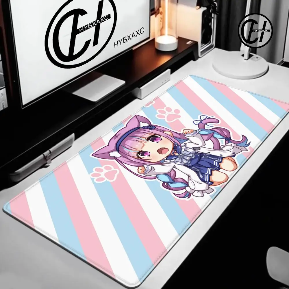 Large Rubber Keyboard Mouse Mat Hololive Minato Aqua Mouse pad With Lock Edge Carpet Anti-slip Gamer Desk Mat HD PC Mousepad