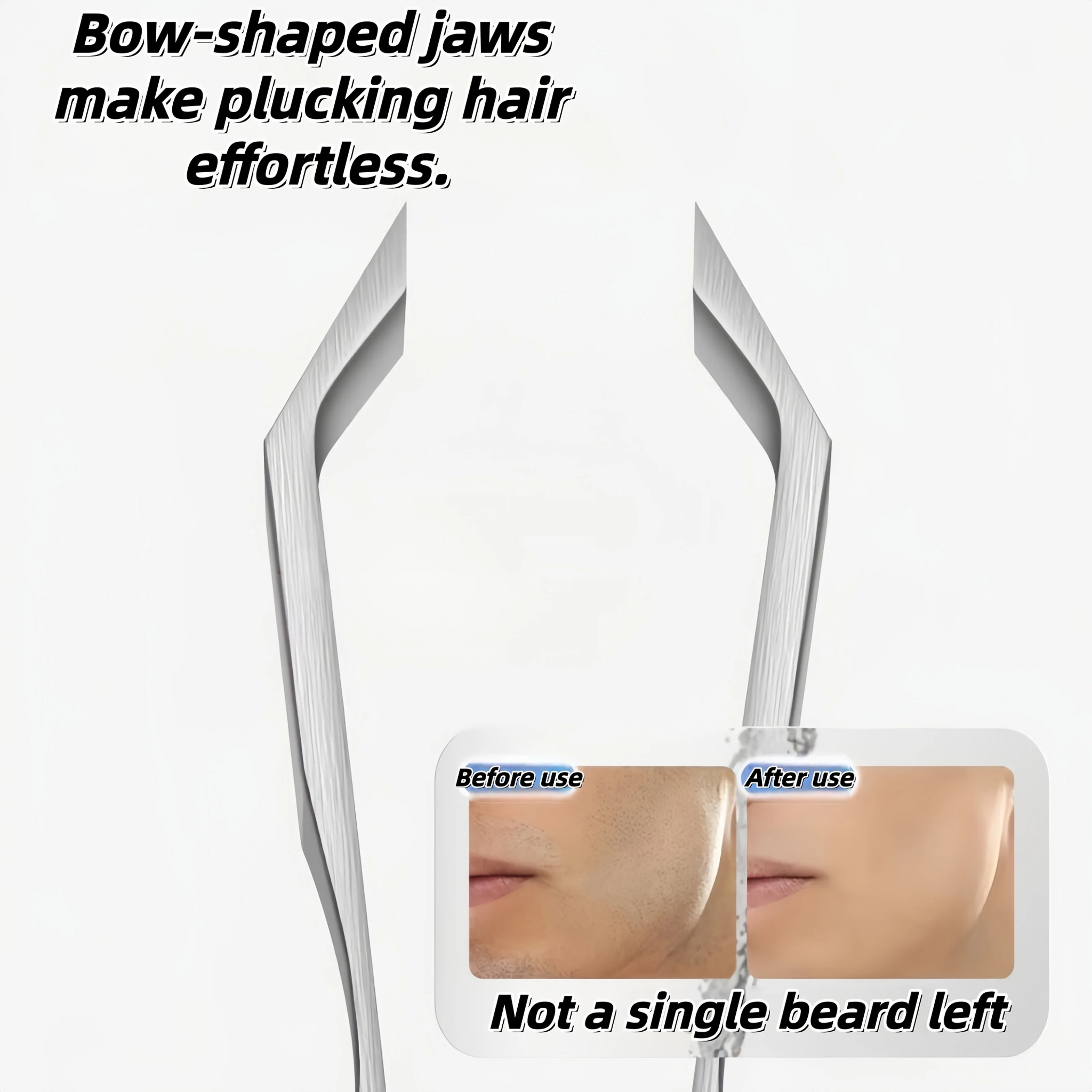 Aparador de Barba e Bigode em Aço Inoxidável com Pinça de Precisão para Cuidados com os Pelos Faciais, Profissional e para Uso em Bigode