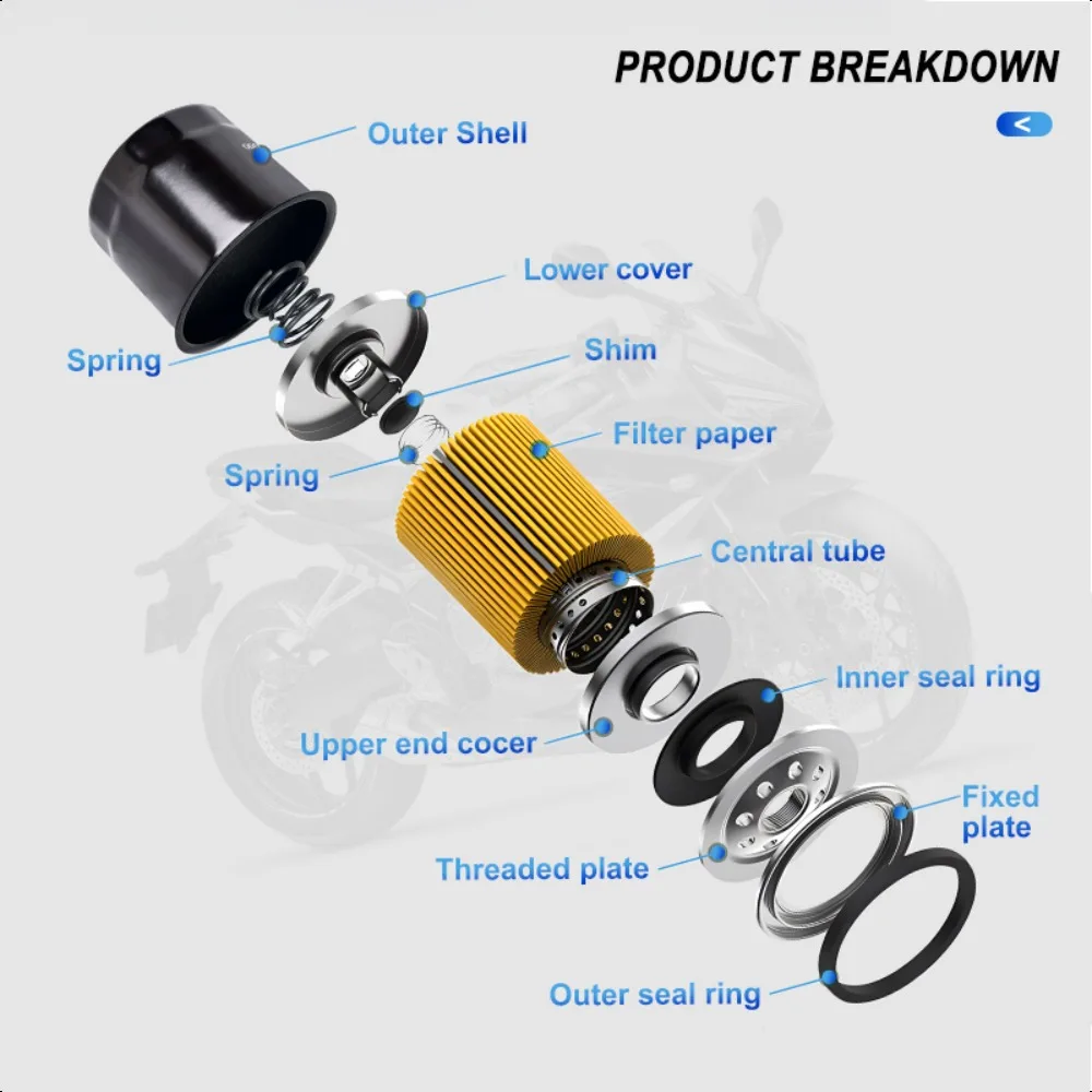 Universal Motorcycle Oil Filter For Honda VLX400 CBF500 HORNET CB600 FSC600 SILVER WING 600 GL1500 GL1800 GOLD WING 1500 VTX1300 - view 4