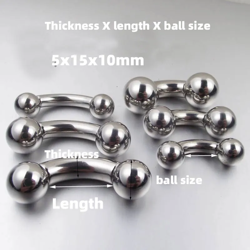 1 Piece Large 10mm Short Gauge Stainless Steel Curved Barbell Rings PA Ring Prince Albert Ring Body Piercing Jewelry