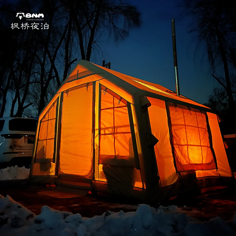 Winter Warme Opblaasbare Kolom Automatische Tent Vier Seizoenen Outdoor Camping Winddichte En Regenbestendige Bergtent Camping Equipmen