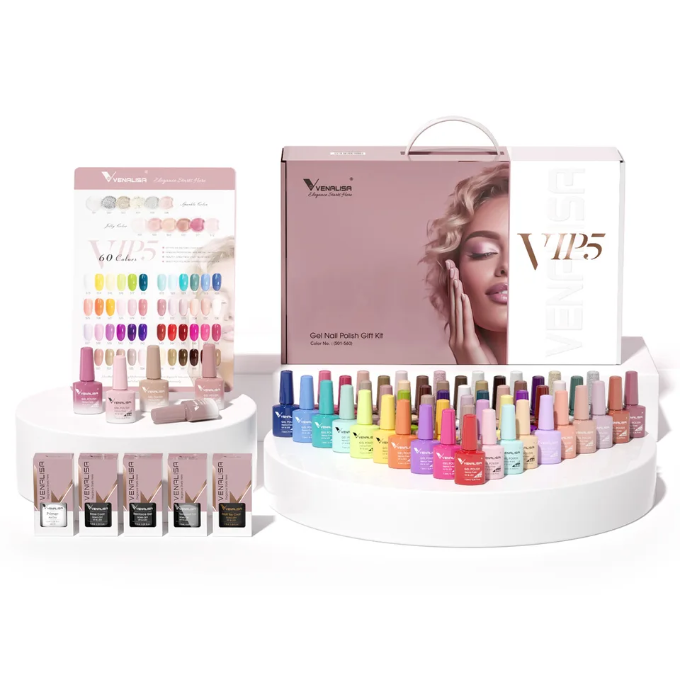 Kit VIP Venalisa 36/60 colores de esmalte en gel para uñas, envío rápido, base y top coat removibles con luz UV LED, libro de colores, gel de manicura 5
