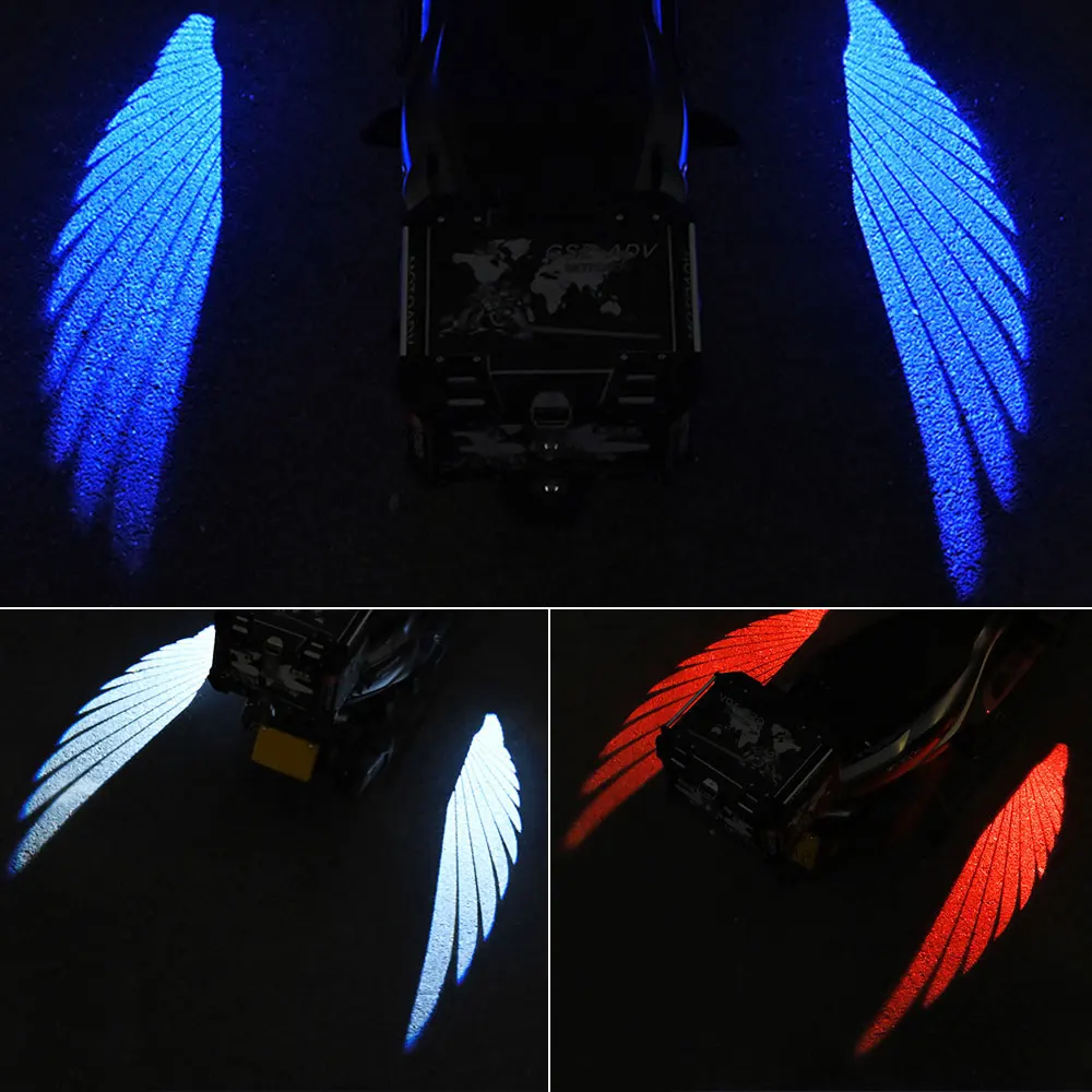 2pcs Motorcycle Angel Wings Styling Warning Lamp Anti-collision Projection Welcome Atmosphere Laser Light Motorbike Accessories