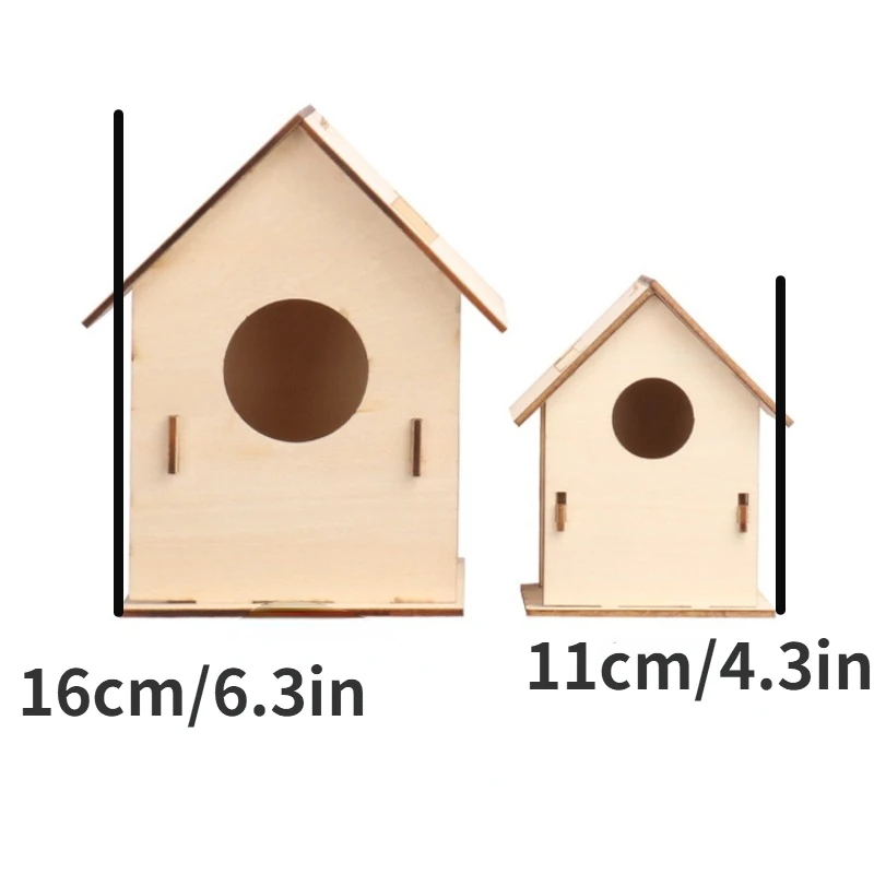 Bird Wood House With Lanyard Outdoor Unfinished Diy Accessory Pet Supplies Hanging Birdhouse For Outside Balcony S8o5