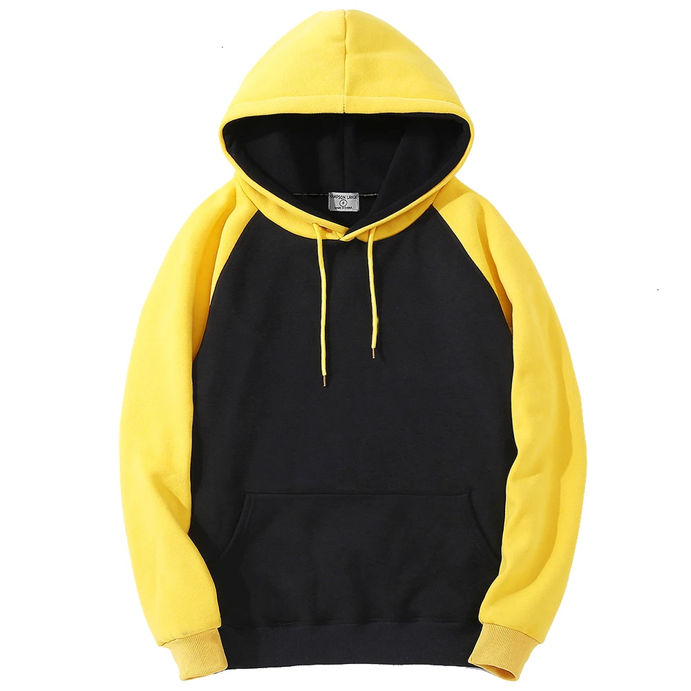 Color Collision Hoodie Women Men Autumn Winter Warm Loose Pocket Streetwear Fleece Raglan Splicing Hooded Couple Sweatshirts