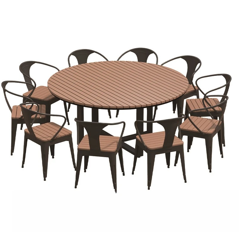 

Outdoor large round table, outdoor, round, courtyard, waterproof and sunscreen, plastic wood
