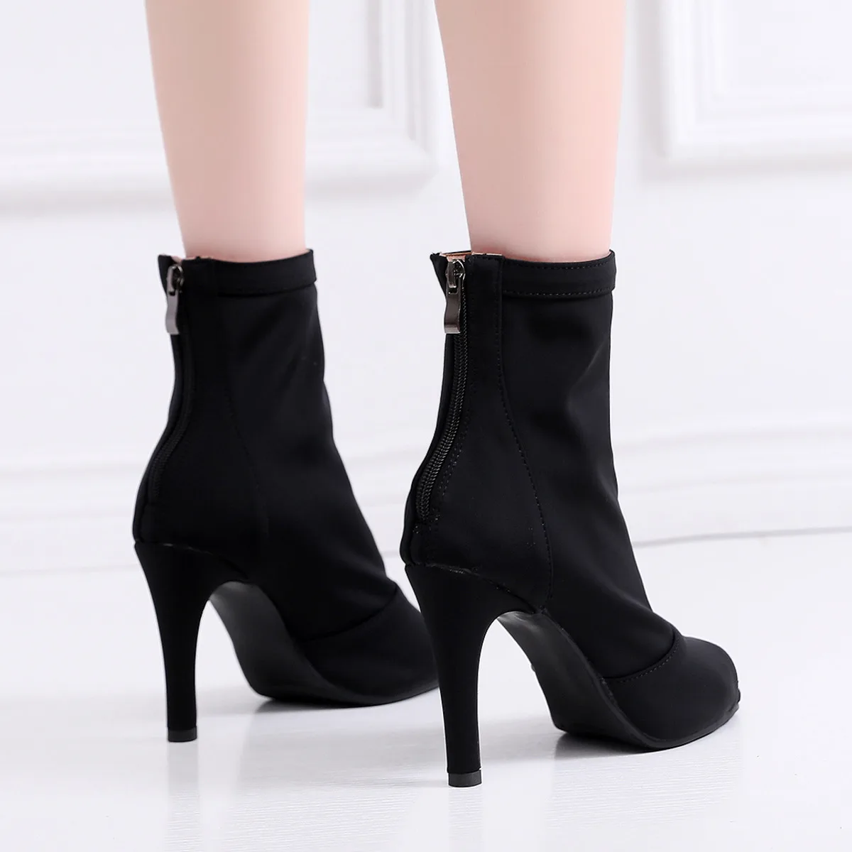 Sexy 2024 New Party Peep Toe Boot Stilettos Jazz Dance Woman Shoes Indoor Suede Sole Customizable Street Booties Big Size