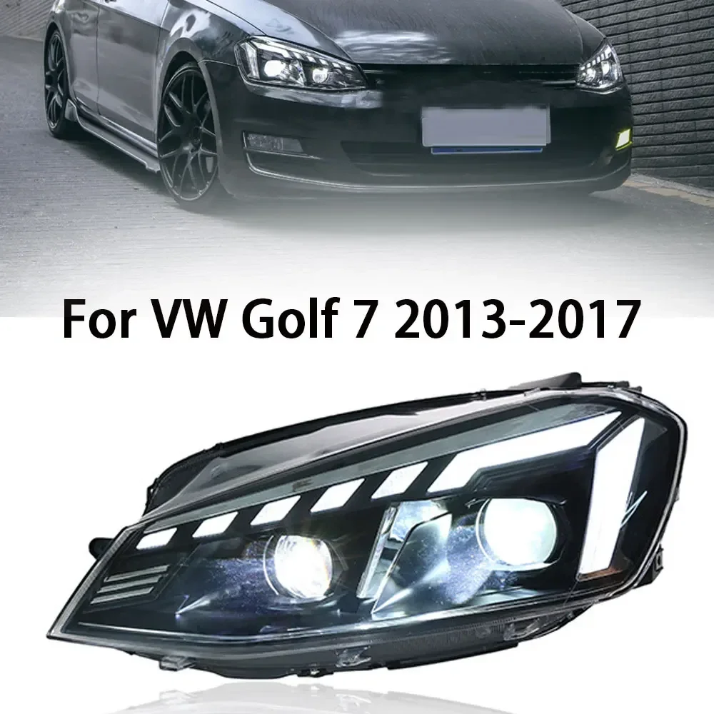 تصفيف السيارة المصابيح الأمامية لشركة فولكس فاجن Golf7 جولف 7 MK7 أودي LED المصباح 2013-2018 رئيس مصباح DRL إشارة العارض عدسة السيارات #2