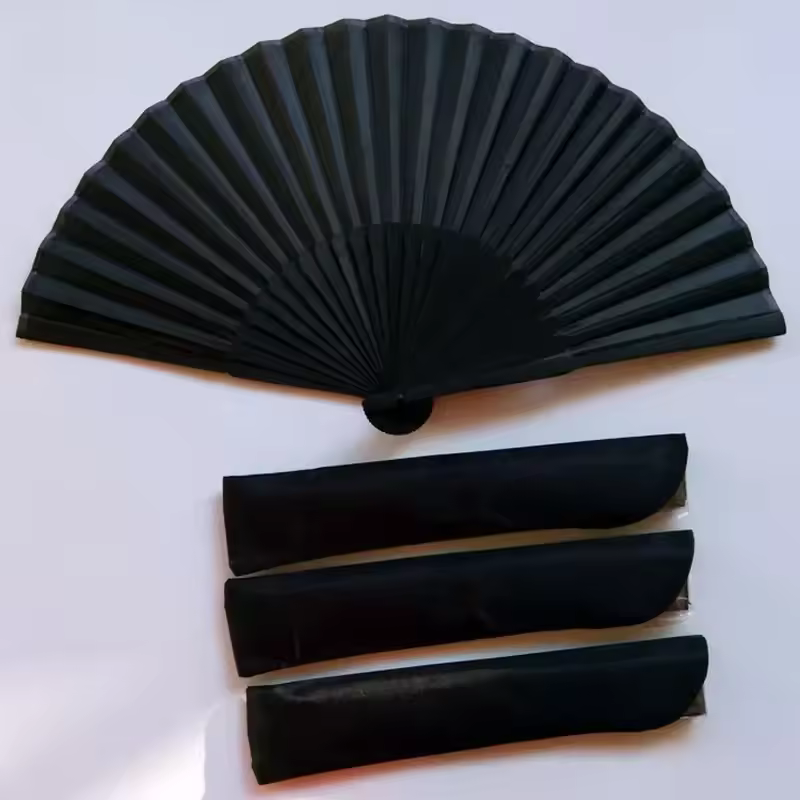 Abanico de mano Vintage negro de estilo chino, abanicos plegables para baile, recuerdo de fiesta de boda, abanicos plegables para fiesta de baile chino
