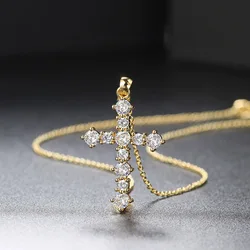 ZHOUYANG Cross Necklace For Women Hip Pop Iced Out Pendant Zircon Gold Color Neck Chain Steampunk Accessories Men Jewelry OHP079