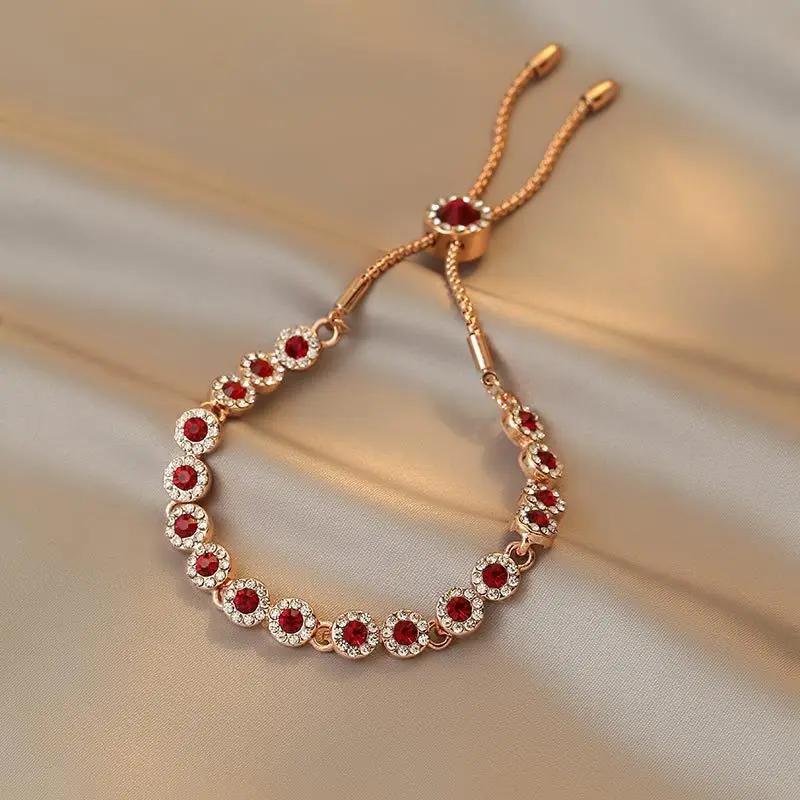 Beste Verkauf Elegante Rote Kristall Rose Gold Farbe Weibliche Armband Schmuck Für Frauen Valentinstag Geschenke – Detail 4