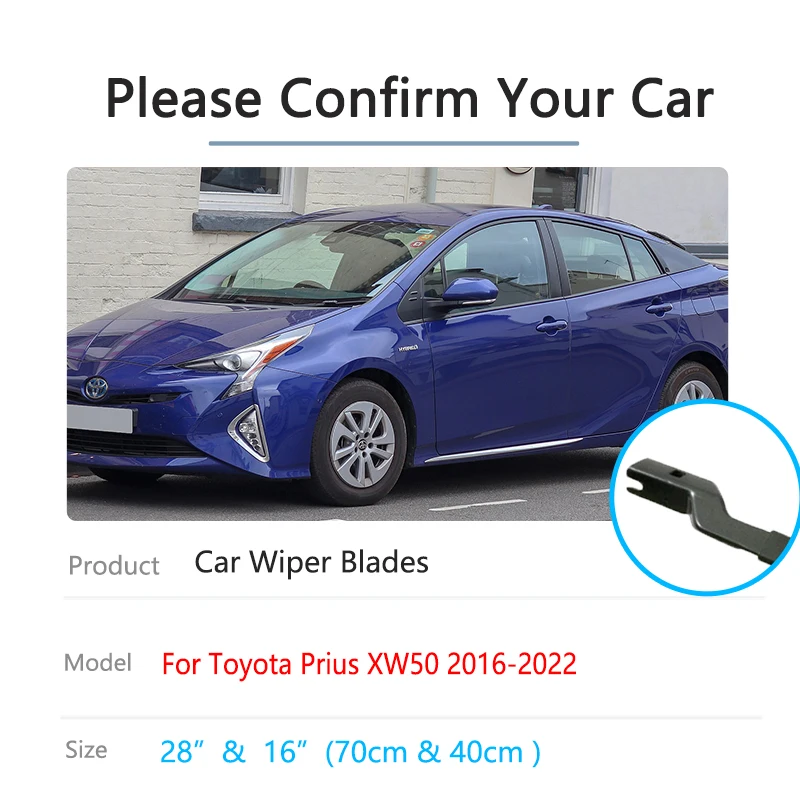 3x For Toyota Prius XW50 2016~2022 Front Rear Window Set Kit Wiper Blades Windshield Windscreen Cleaning Car Brushes Accessories