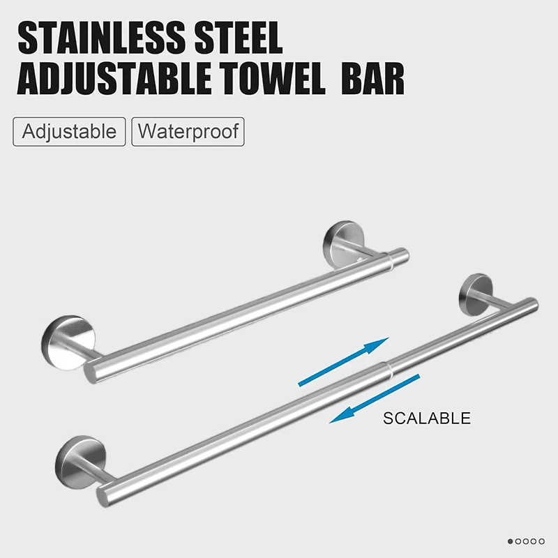 

Держатель для полотенец из нержавеющей стали Регулируемая телескопическая вешалка для полотенец Черный или серебристый держатель для полотенец Установка перфоратора Аксессуары для ванной комнаты