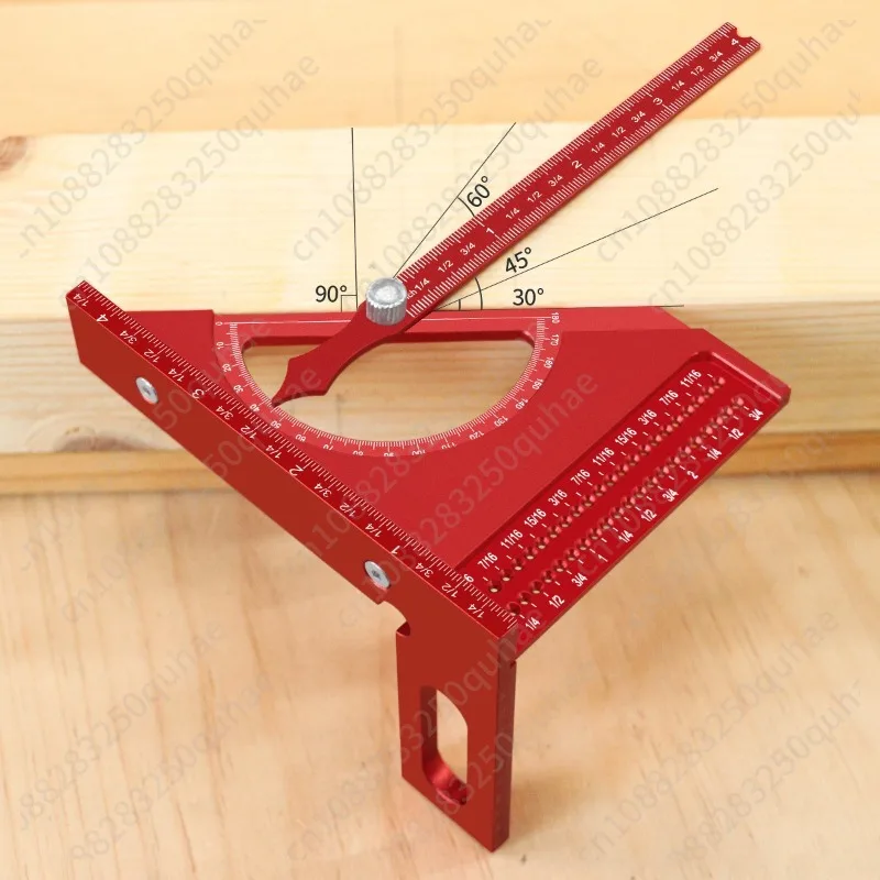 Woodworking aluminum alloy semicircular pointer triangle ruler 180 degrees quick marking, scribing angle ruler