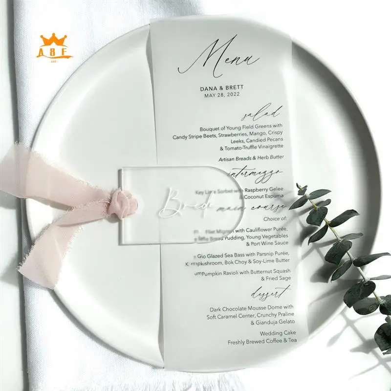 

A08E-Frosted Acrylic Wedding Blank Place Card Clear Arch Gift Tag Name Plate Seating Chart DIY Mark Place For Party
