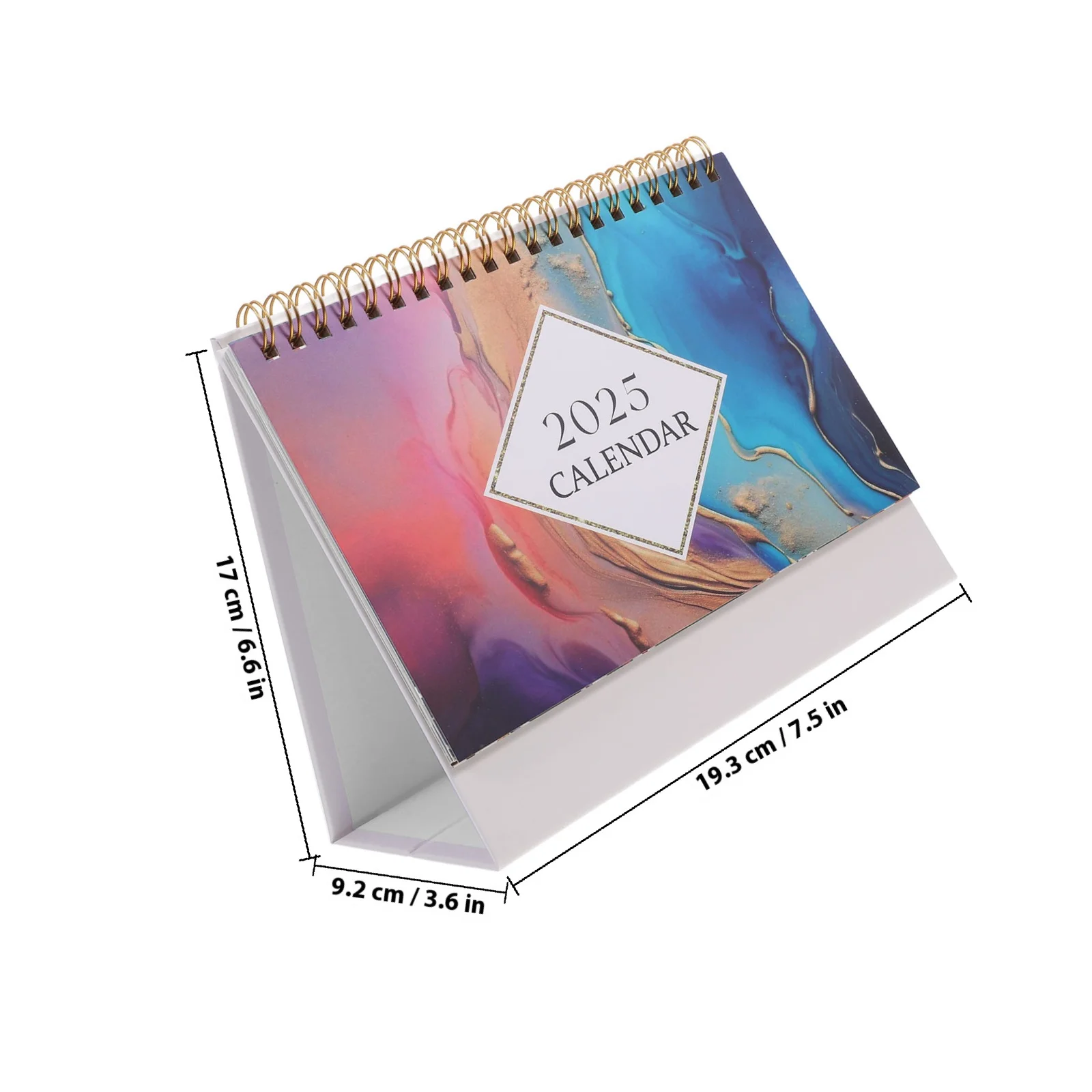 Calendrier à rabat en papier de bureau 2025, reliure à bobine métallique Stable, Page facile, support de bureau, calendrier, décoration de bureau, planificateur d'année