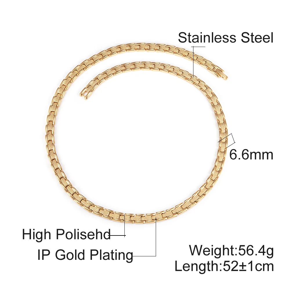 Vinterly Magnetic Necklace Women Gold-color Chain Steel Health Energy High Magnets Necklaces for Female Men Jewelry Waterproof