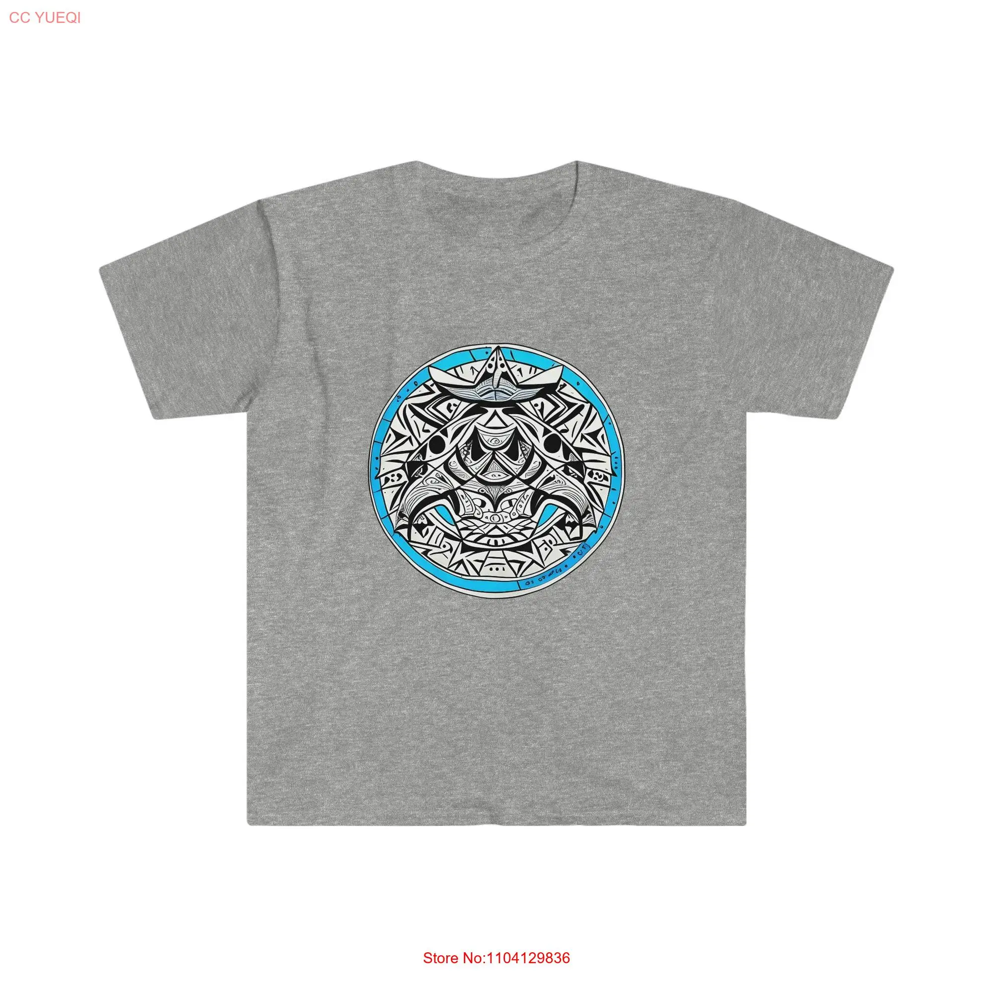 Tribal Shark Ocean Emblem T Shirt long or short sleeves